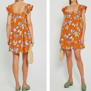 Kourt Vibrant Orange Floral Dress